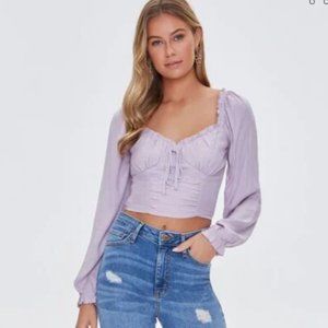 Ruffle Smock Crop Top, Lilac (XL) |*SEXY BOHO VIBE*